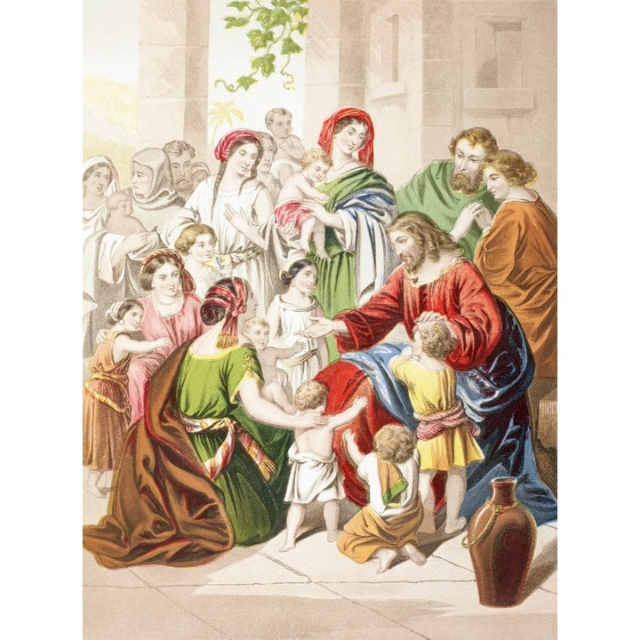 Jesus Blessing Little Children Suffer The Little Children To Come Unto Me From The Holy Bible Published By William Col 2 Image 1