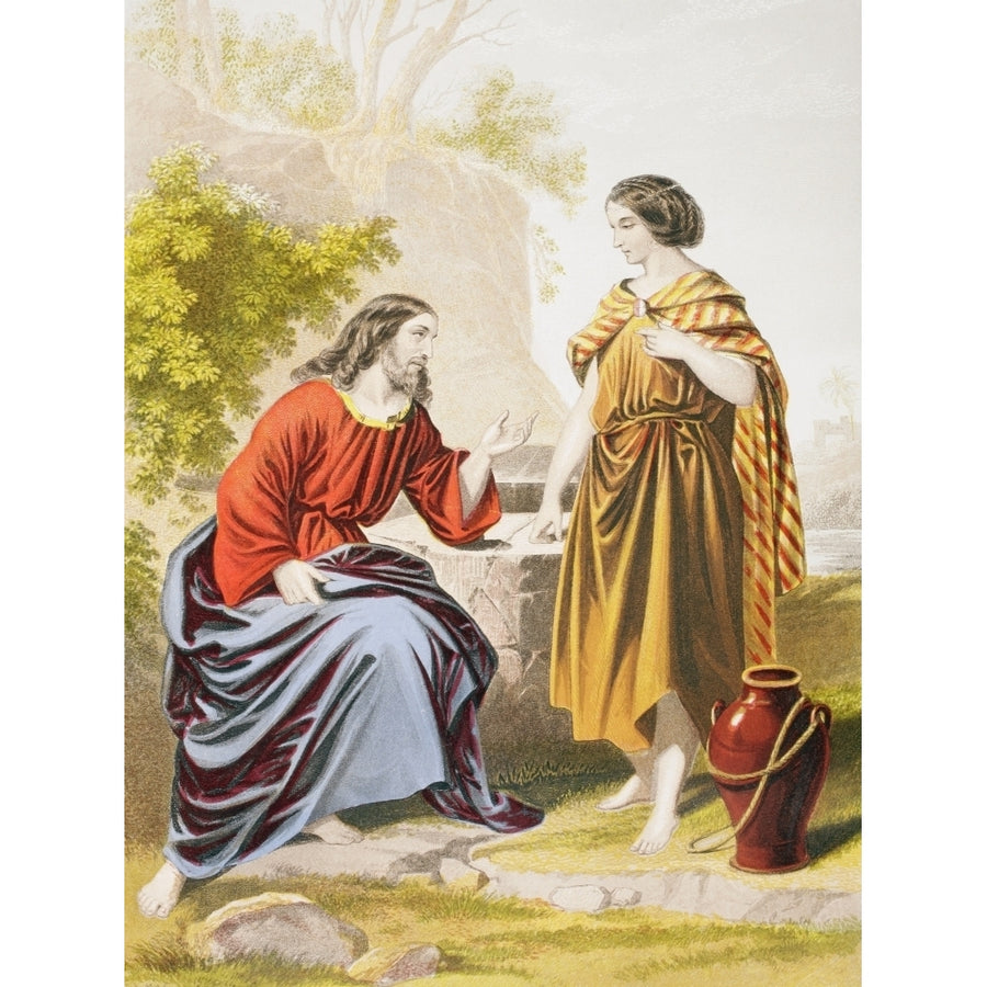 Jesus At The Well With The Woman Of Samaria. From The Holy Bible Published By Image 1