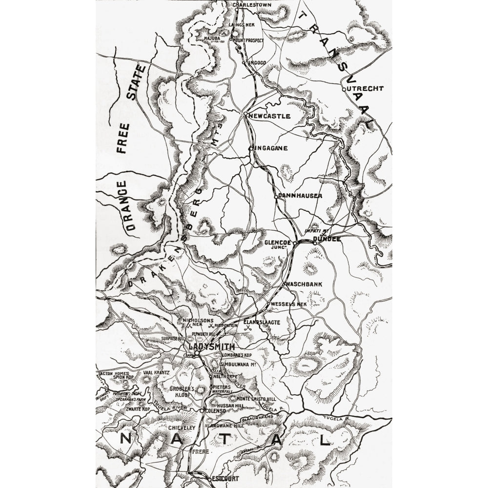 Map Of Northern Natal Circa.1900. From The Book South Africa And The Transvaal War By Louis Creswicke Published 1900 by Image 1