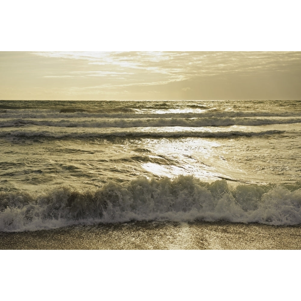 Waves Of The Ocean At Sunset; Tarifa Cadiz Andalusia Spain Poster Print Image 1