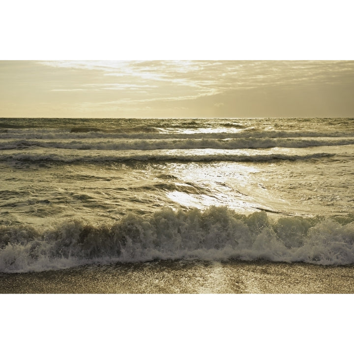 Waves Of The Ocean At Sunset; Tarifa Cadiz Andalusia Spain Poster Print Image 2