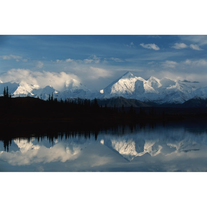 Alaska United States Of America; Alaska Range Mountains Reflected In Wonder Lake In Denali National Park Image 1