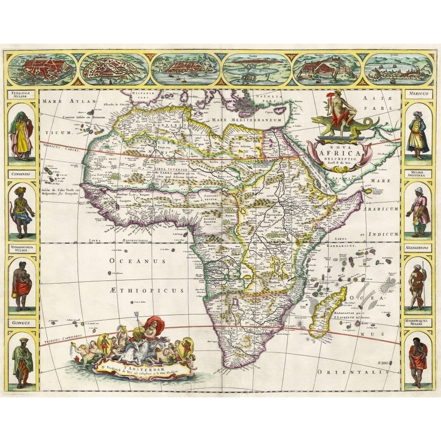 Map Of Africa In The 17Th Century Nova Africa Descriptio Published In Amsterdam In 1660S By Dutch Cartographer Frederi 1 Image 1