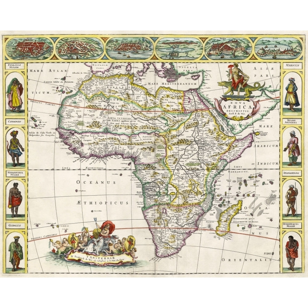 Map Of Africa In The 17Th Century Nova Africa Descriptio Published In Amsterdam In 1660S By Dutch Cartographer Frederi 1 Image 2