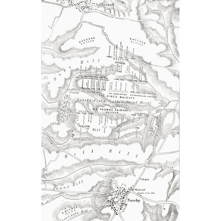 Map Of The Site Of The Battle Of Naseby 1645. From The Book Short History Of Image 1