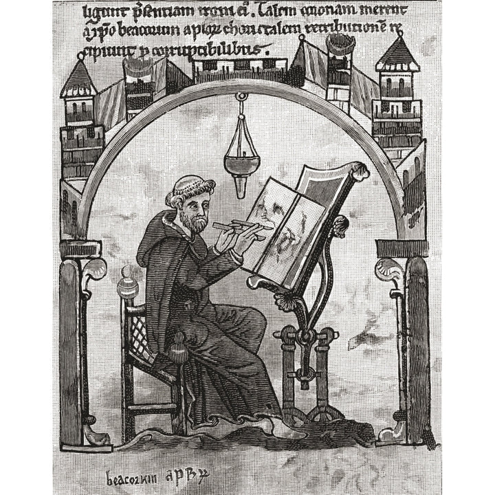 A Monk At His Desk In A Scriptorium C.1200. From The Book Short History Of The Image 1