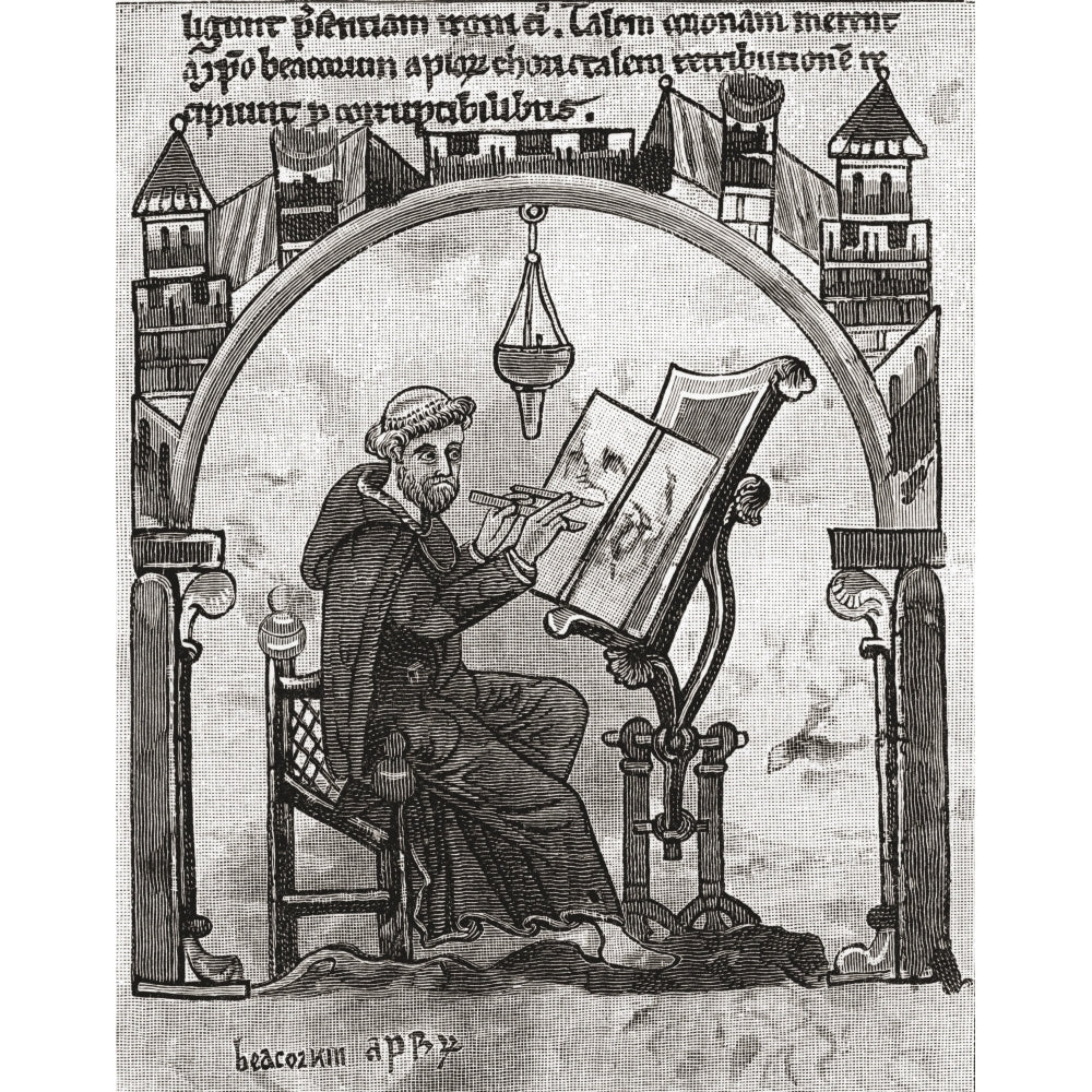 A Monk At His Desk In A Scriptorium C.1200. From The Book Short History Of The Image 2