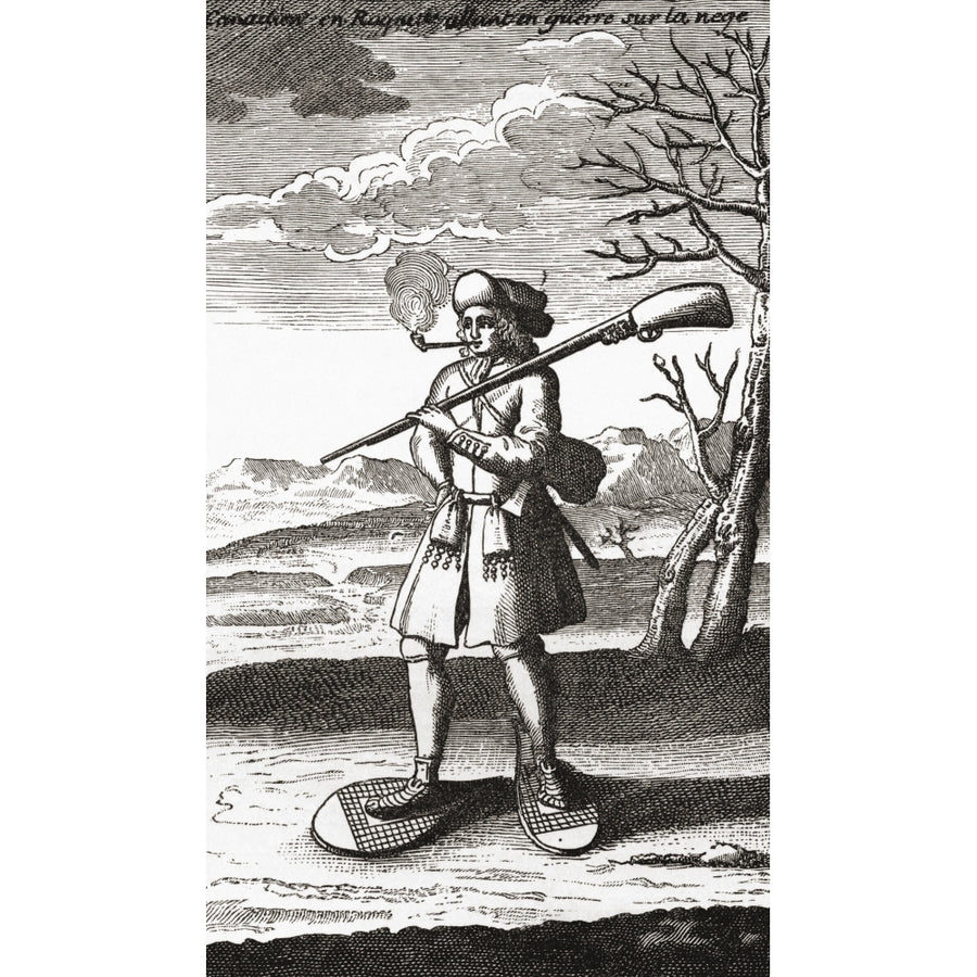 A French Canadian Wearing Snow Shoes In The 18Th Century. From The Book Short Image 1