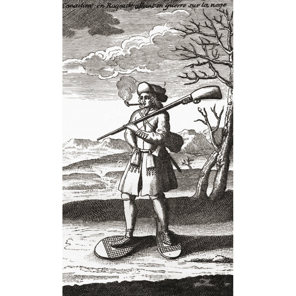 A French Canadian Wearing Snow Shoes In The 18Th Century. From The Book Short Image 2