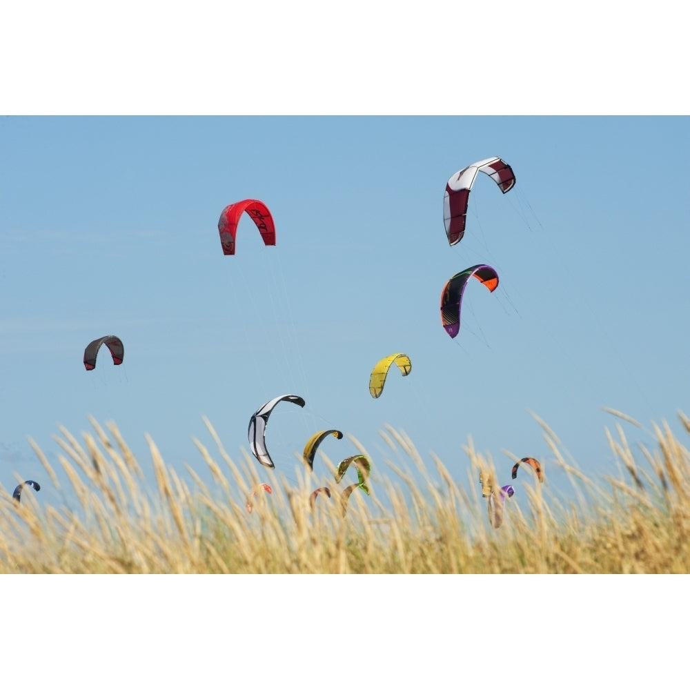 Kites Of Kite Surfers In Front Of Hotel Dos Mares; Tarifa Cadiz Andalusia Spain Poster Print Image 2