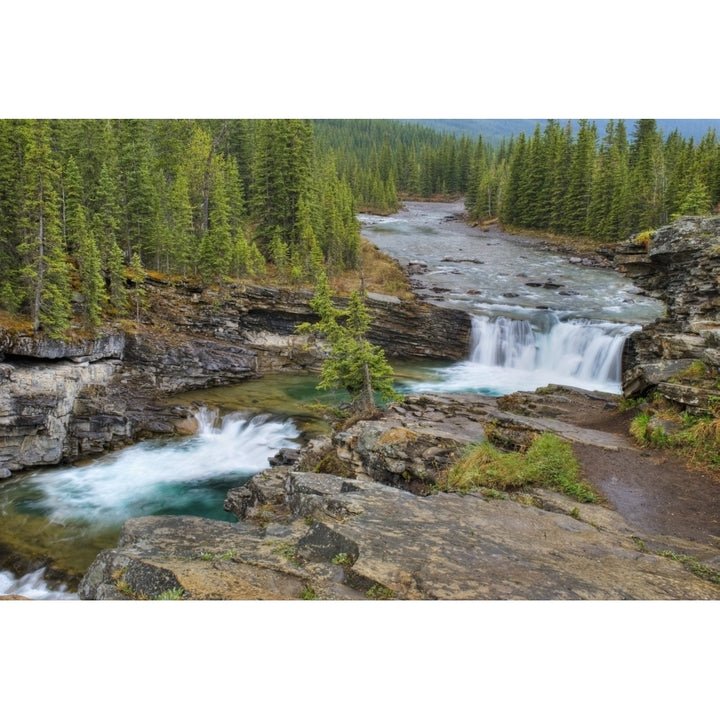 Waterfall In The Canadian Rocky Mountains; Kananaskis Alberta Canada Poster Print Image 1