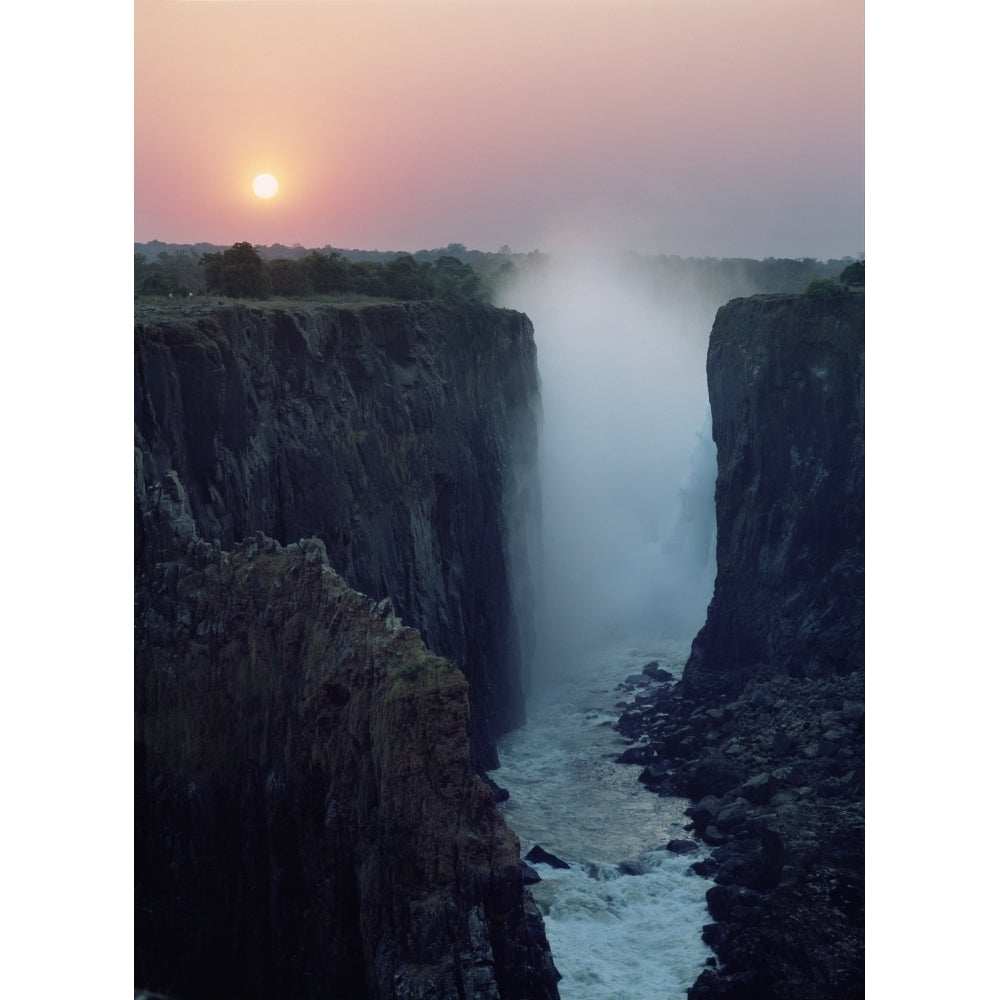 Looking Along Victoria Falls At Dusk From Zambia To Zimbabwe Poster Print Image 2