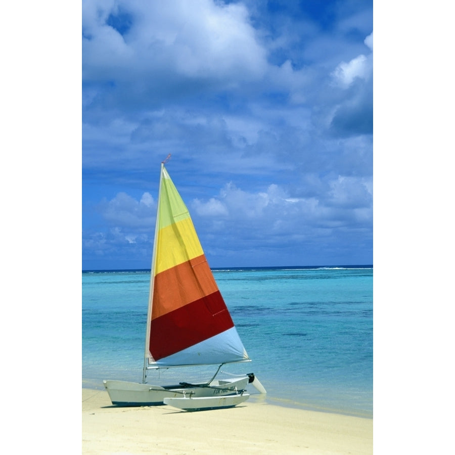 Catamaran On Tropical Beach Poster Print Image 1