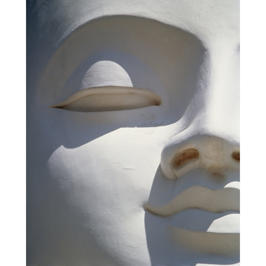 Detail Of The Face Of A White Buddha Poster Print Image 1