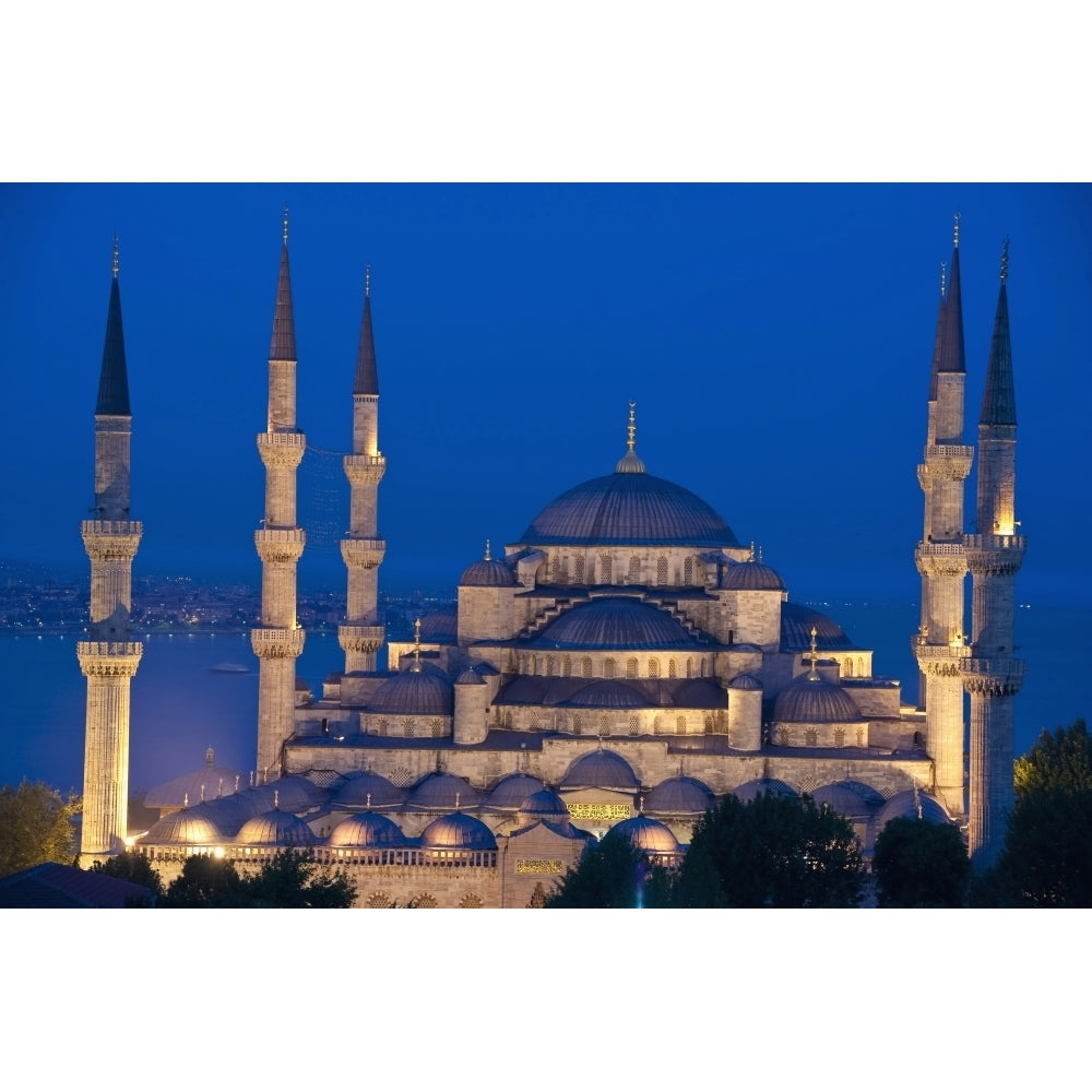 Turkey Sultanahmet or Blue mosque at dusk; Istanbul Poster Print Image 1