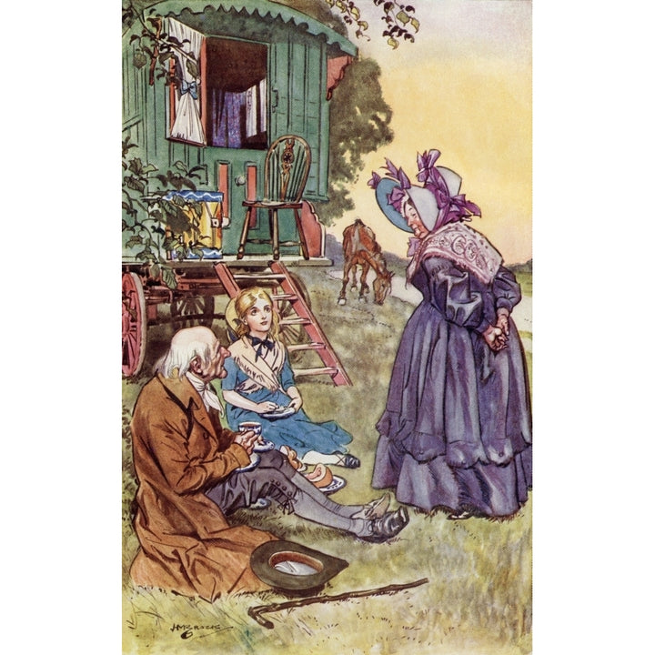 Tea With Mrs Jarley. Frontispiece By H.M. Brock From The Book The Old Curiosity Shop By Charles Dickens. Print Image 1