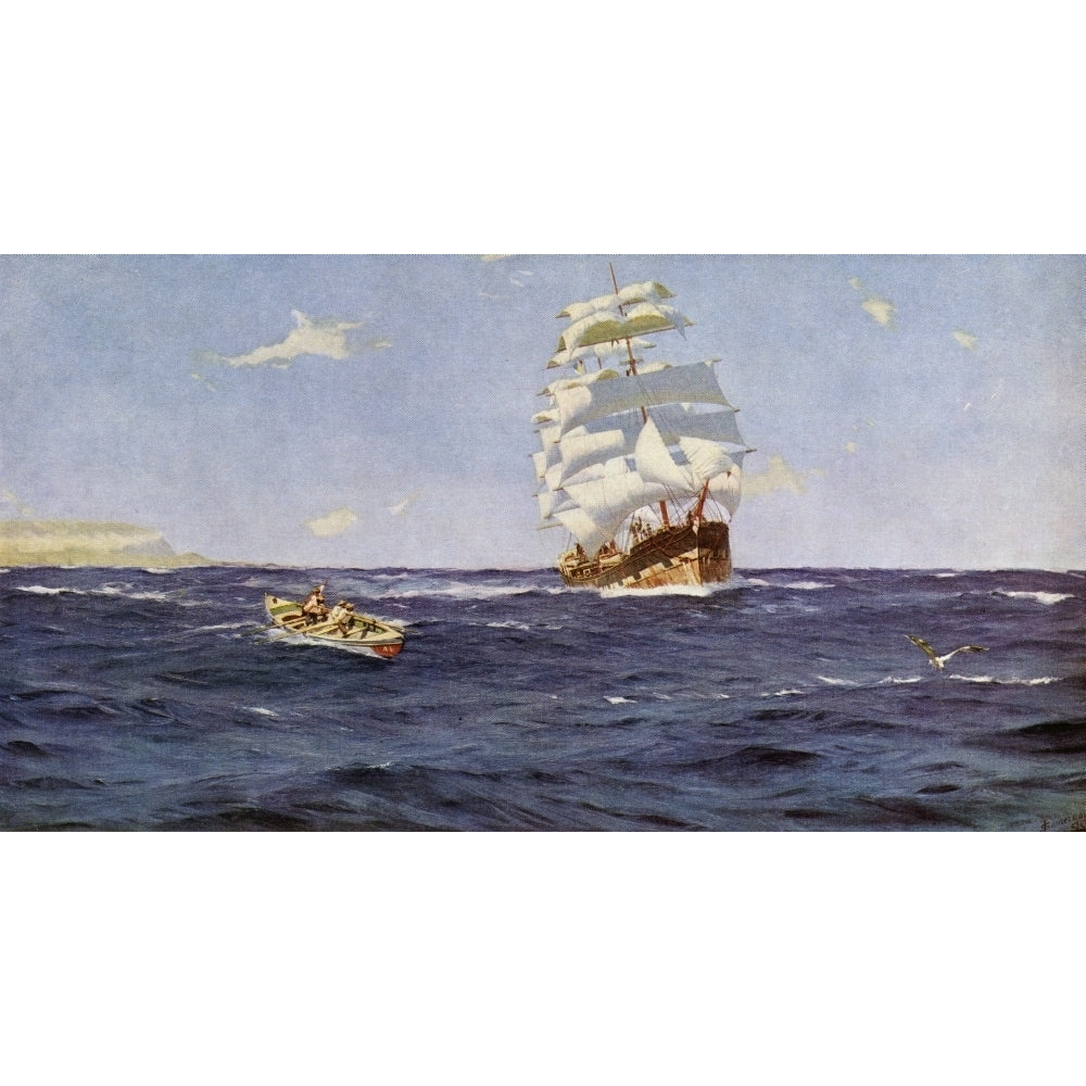 Off Valparaiso. Painting By Thomas Jaques Somerscales. A Clipper Under Sail. Image 2