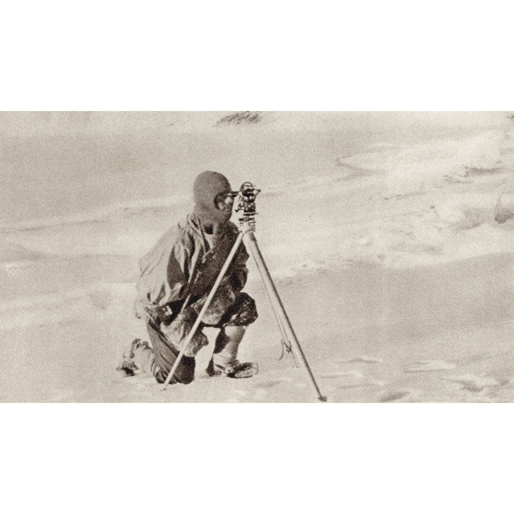 Captain Evans Observing With The Theodolite Used By Captain Scott To Fix Position Of The South Pole Admiral Edward Ratc Image 2