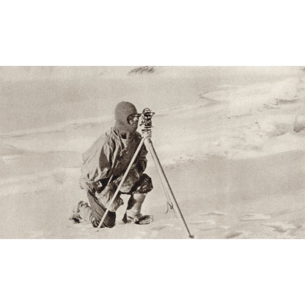 Captain Evans Observing With The Theodolite Used By Captain Scott To Fix Position Of The South Pole Admiral Edward Ratc Image 1