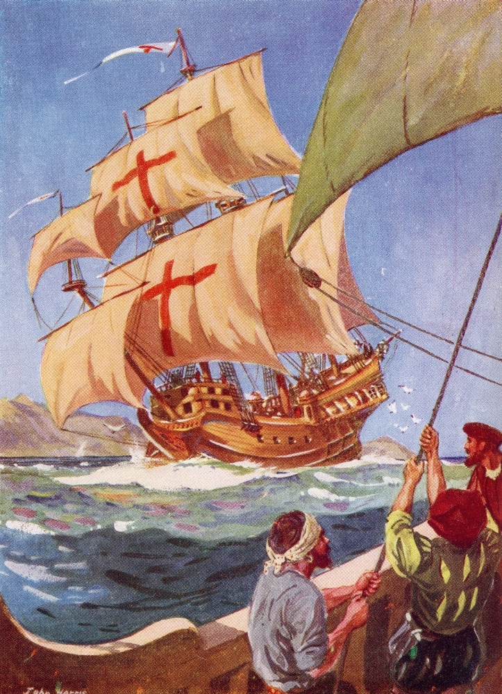 Christopher Columbus Leaves The Coast Of Spain In His Flag Ship The Santa Maria On His First Voyage To The World 14 Image 1