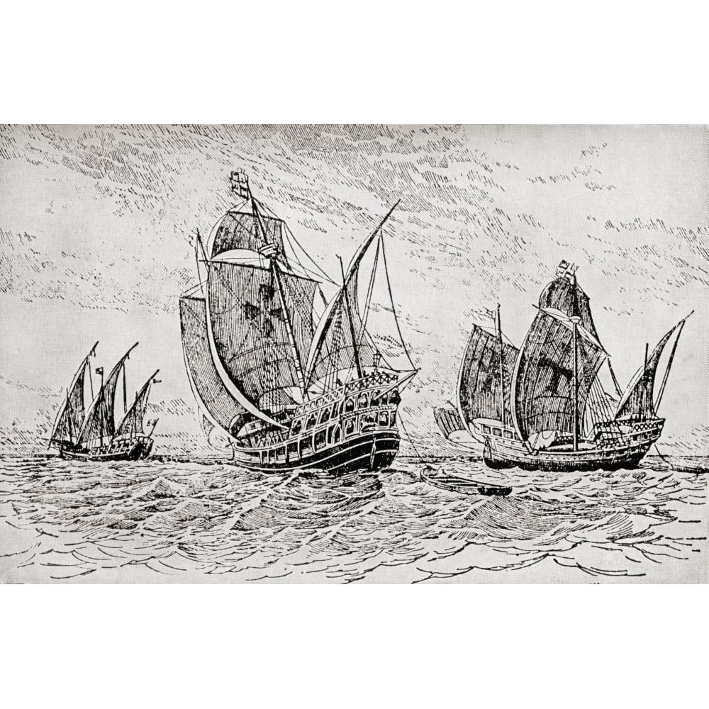 The Fleet Of Columbus The Santa Maria The Pinta And The Ni Poster Print Image 1