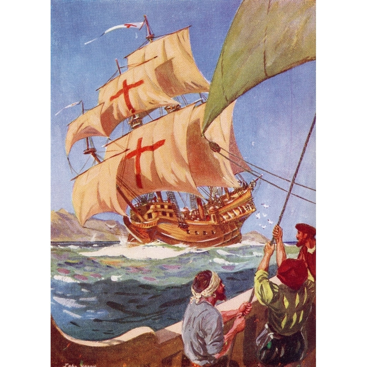 Christopher Columbus Leaves The Coast Of Spain In His Flag Ship The Santa Maria On His First Voyage To The World 14 Image 2