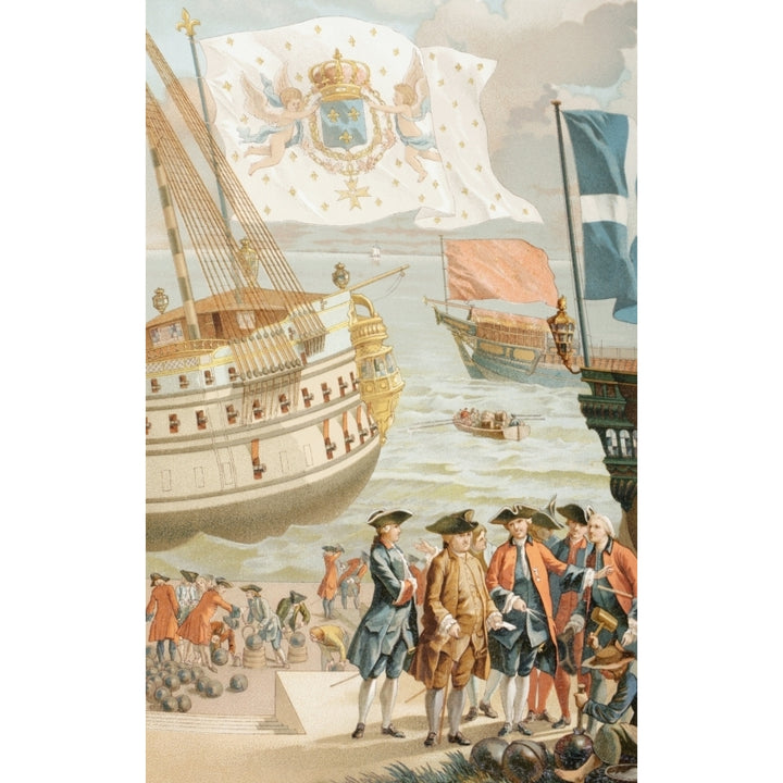 The Royal Flag Of France Flying Over A French Navy Ship Of The 18Th Century From Xviii Siecle Institutions Usages Et C 1 Image 2