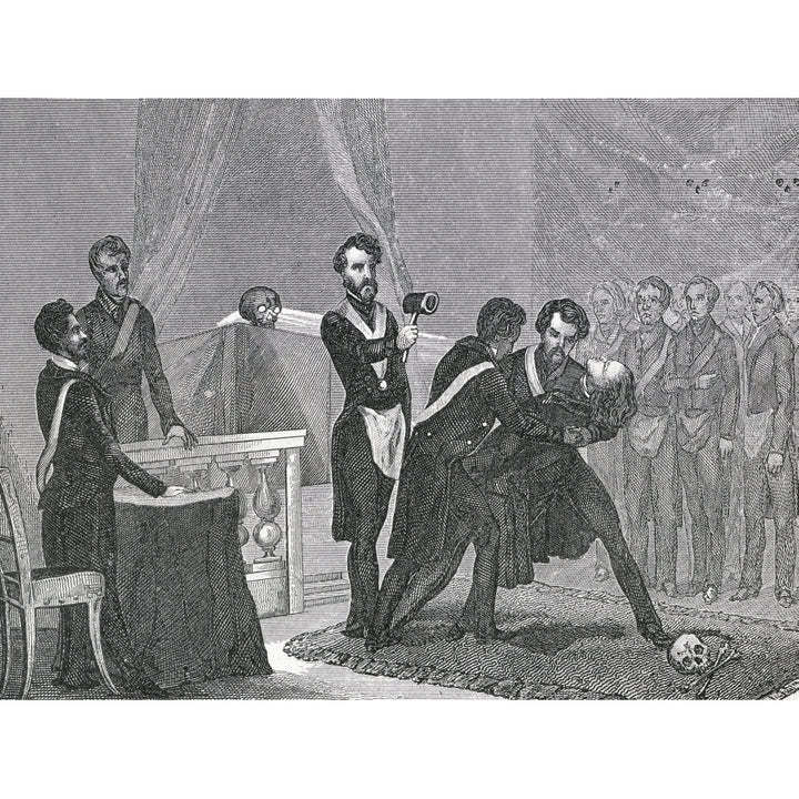 A Freemason Undergoes The Initiation To Master. From A 19Th Century Illustration Poster Print Image 1