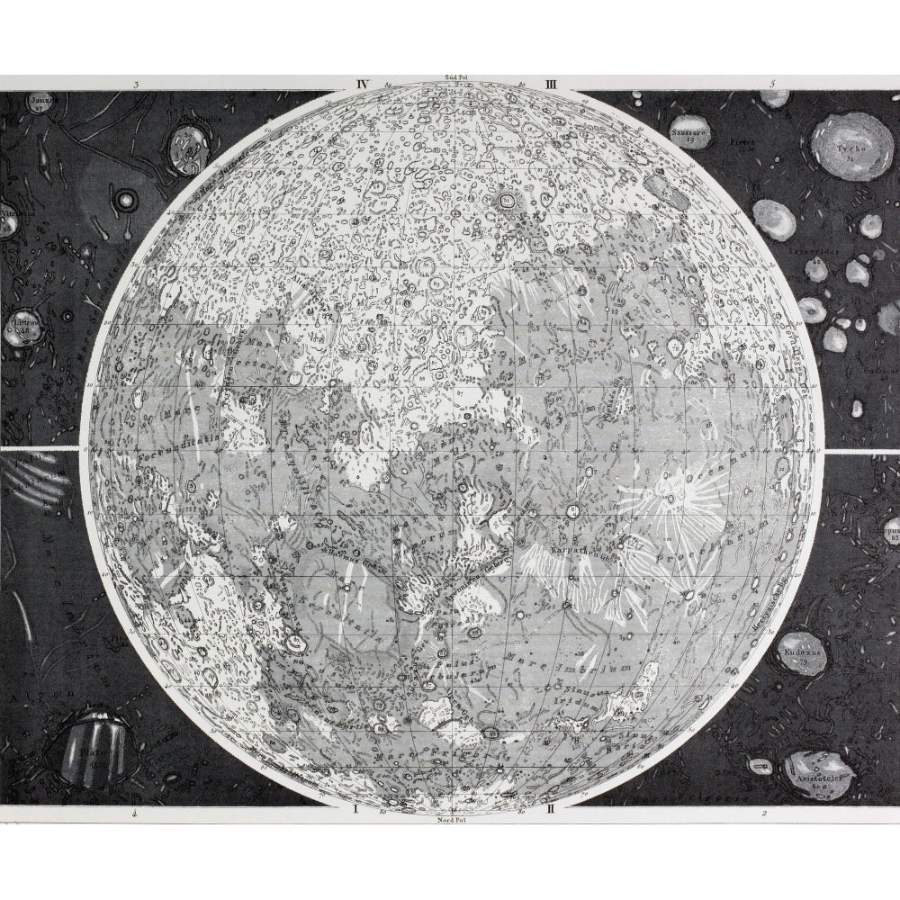 Wilhelm Wolff Beer And Johann Heinrich M_dlers Map Of The Moon Produced In The 1830s. Poster Print Image 2