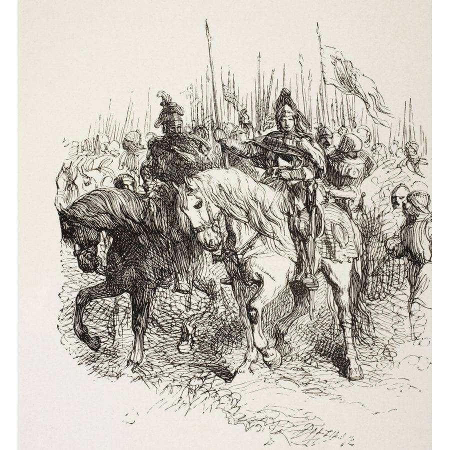 Medieval Army On The March Led By Knights On Horseback. From The Illustrated Library Shakspeare Published London 1890. Image 1