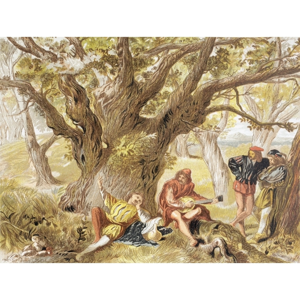 A Scene In The Arden Forest From As You Like It By William Shakespeare. Drawn Image 1