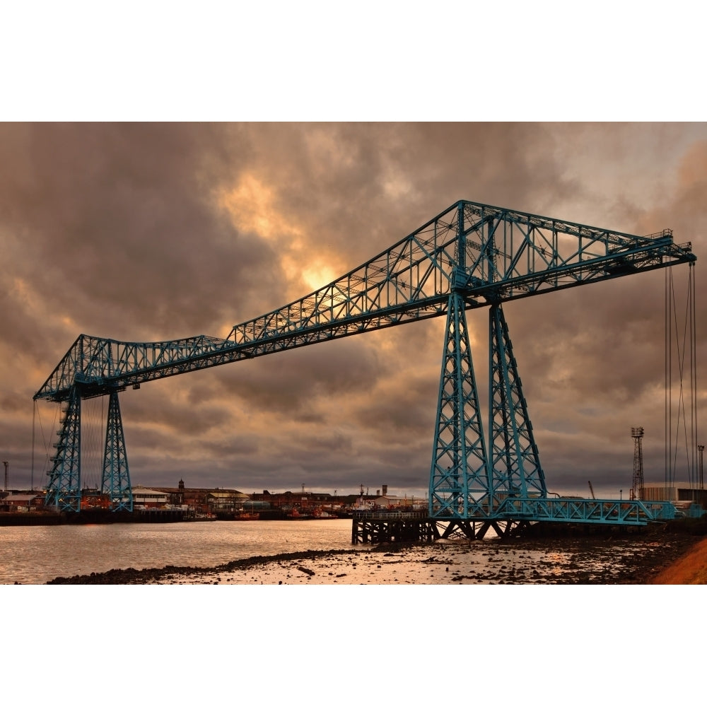 Tees Transporter Bridge At Sunset; Middlesbrough Teesside England Poster Print Image 2