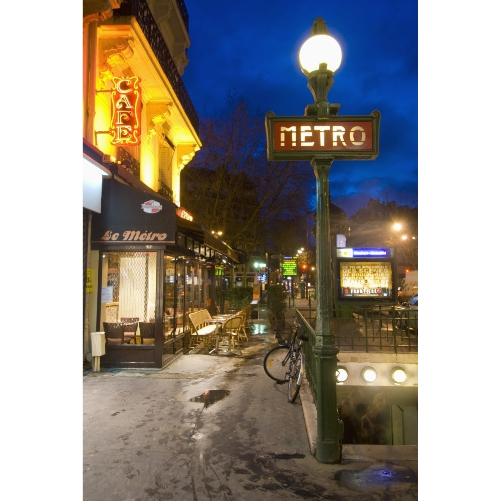 Maubert-Mutualite Metro Station And Cafe At Dawn In The Latin Quarter On The Left Bank Paris France Image 1