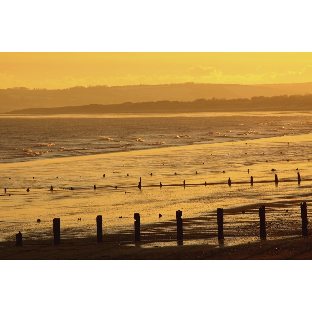 Sunset Over Beach In Winter; Youghal Beach East Cork Ireland Poster Print Image 2