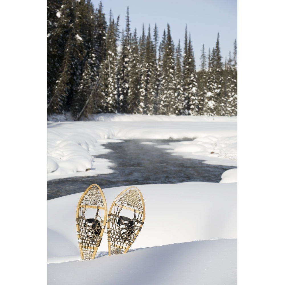 Snowshoes By Snowy Lake; Lake Louise Alberta Canada Poster Print Image 2