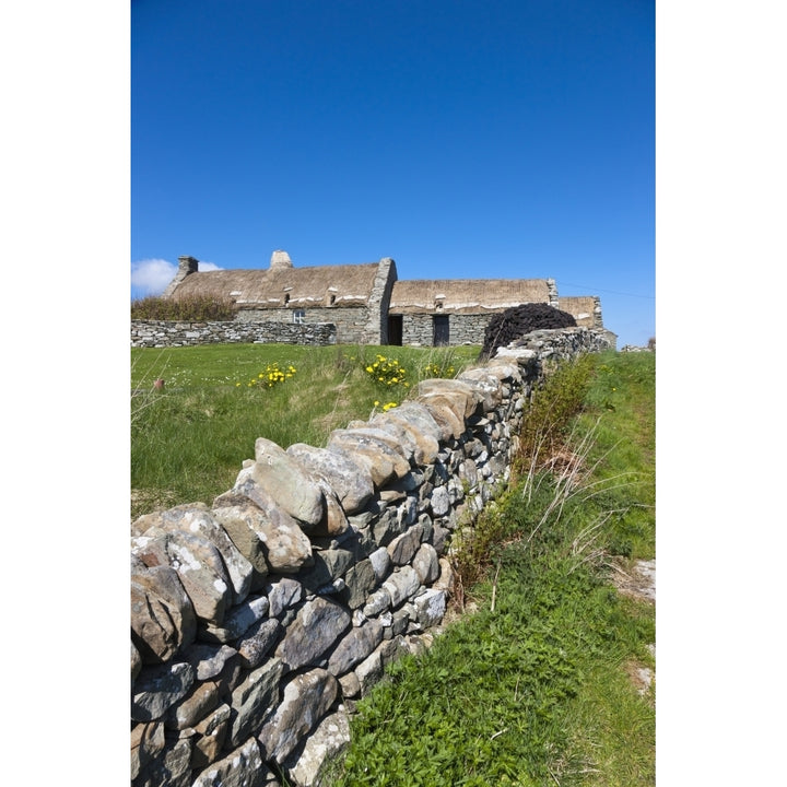 A Stone Fence Along A Field By A Crofters House; Shetland Scotland Poster Print Image 1