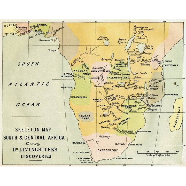 Skeleton Map Of South And Central Africa Showing David Livingstones Image 2