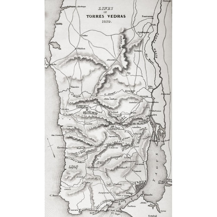 Map Of The Lines Of Torres Vedras Portugal 1810. From Life And Campaigns Of Image 1