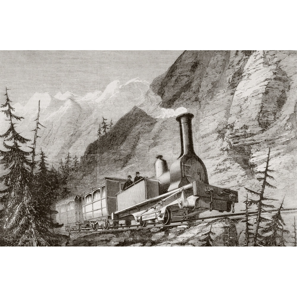 Steam Train Used On The Mont-Cenis France Railroad During The 1860s. From Image 1