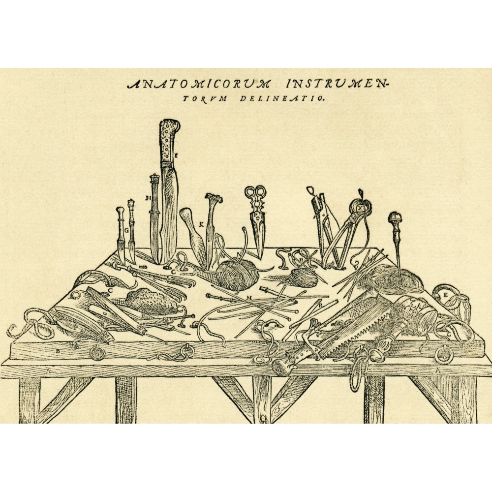 16Th Century Surgical Instruments From De Humani Corporis Fabrica Libri Septem Image 2