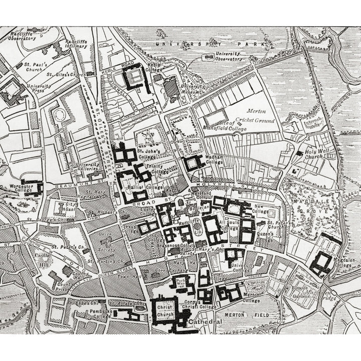 Map Of Oxford Oxfordshire England In The Late 19Th Century. From Our Own Country Published 1898 Poster Print Image 1