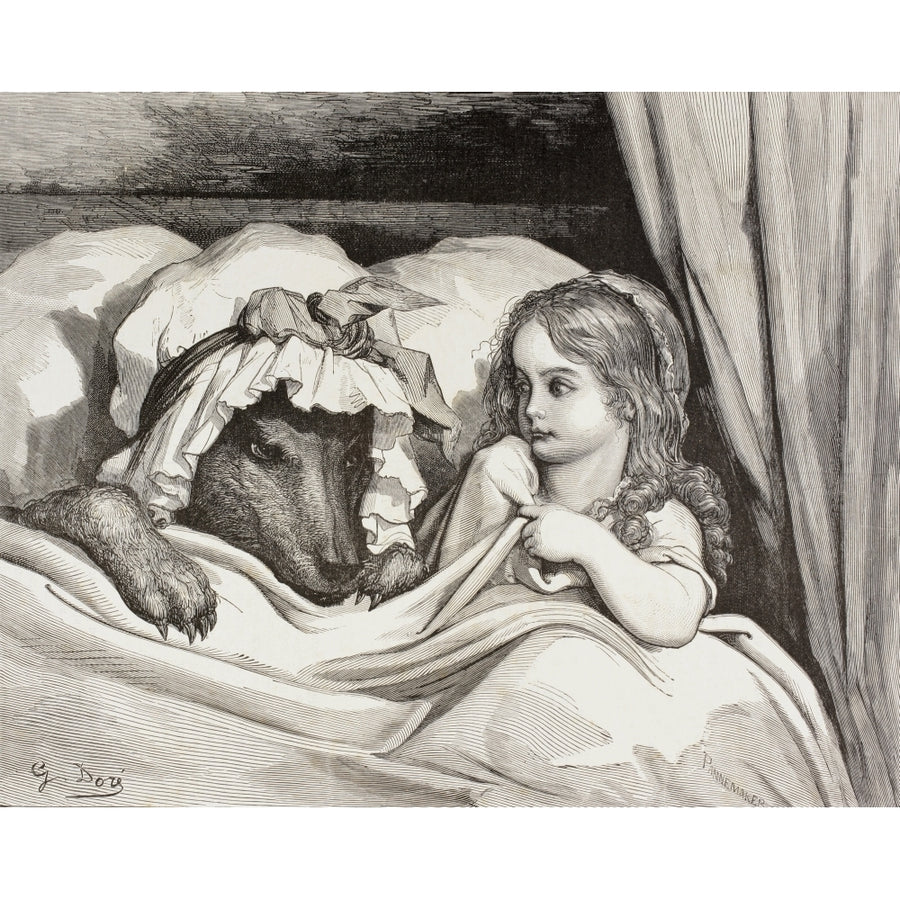 Scene From Little Red Riding Hood By Charles Perrault Little Red Riding Hood In Bed With The Wolf Who Is Dressed As Her Image 1