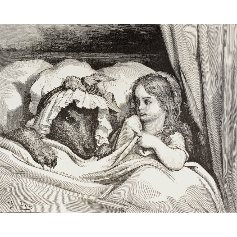 Scene From Little Red Riding Hood By Charles Perrault Little Red Riding Hood In Bed With The Wolf Who Is Dressed As Her Image 2