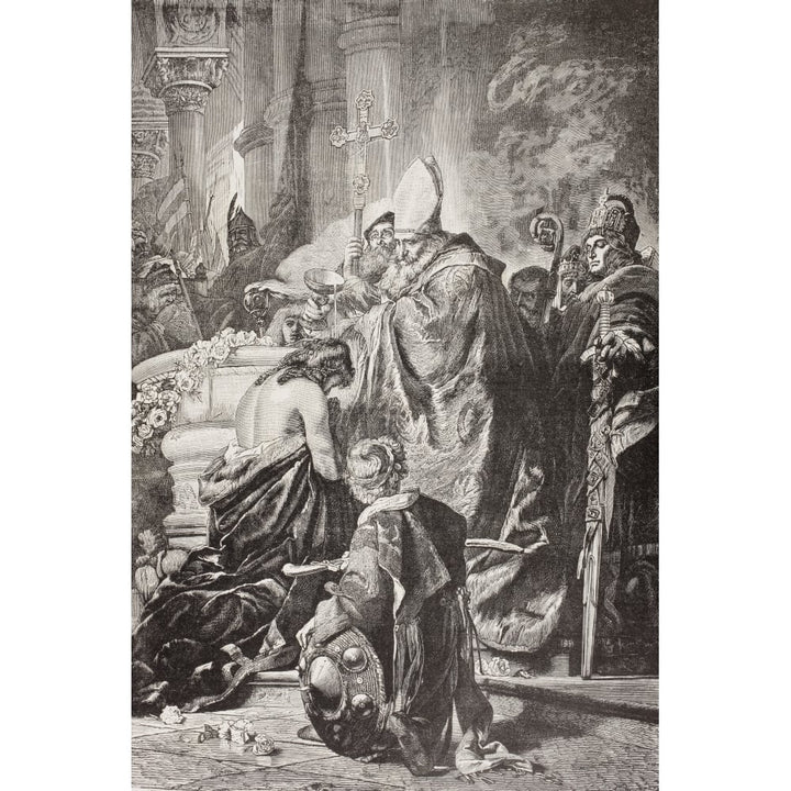 Baptism Of Saint Stephen I Born Vajk First King Of Hungary. After A Work By G. Image 1