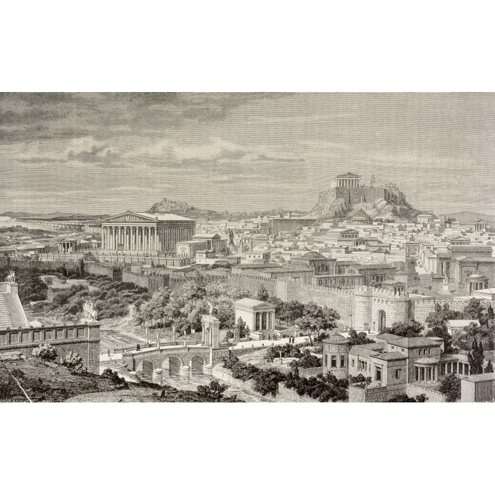 Artists Impression Of Athens Greece At The Time Of The Emperor Hadrian 1St Image 1