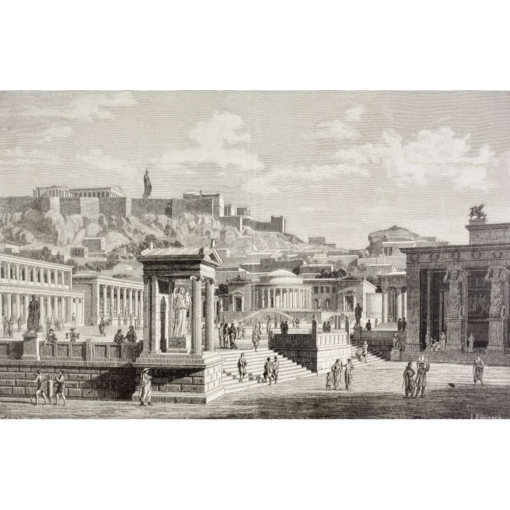 Imaginary View Of The Market Place Of Agora In Athens Ancient Greece. From El Image 1