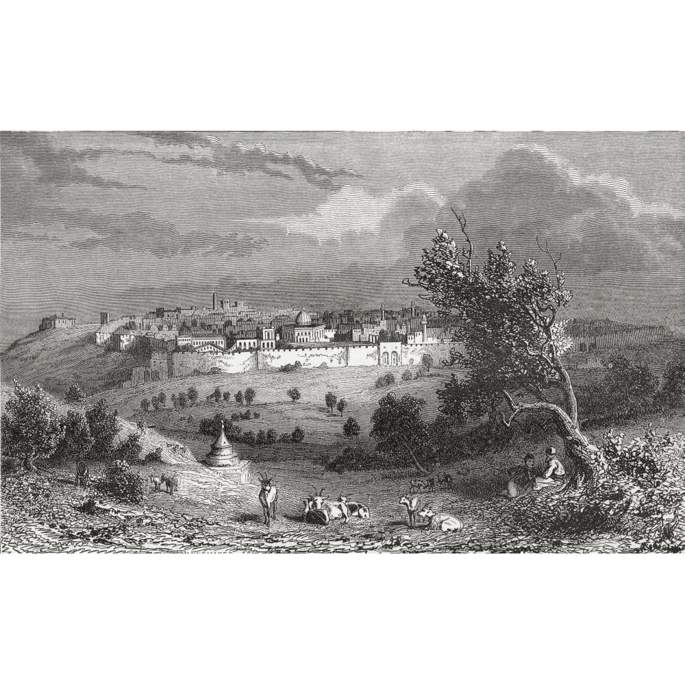 Jerusalem Palestine Seen From The Mount Of Olives In The 19Th Century From El Mundo En La Mano Published 1875 Image 1