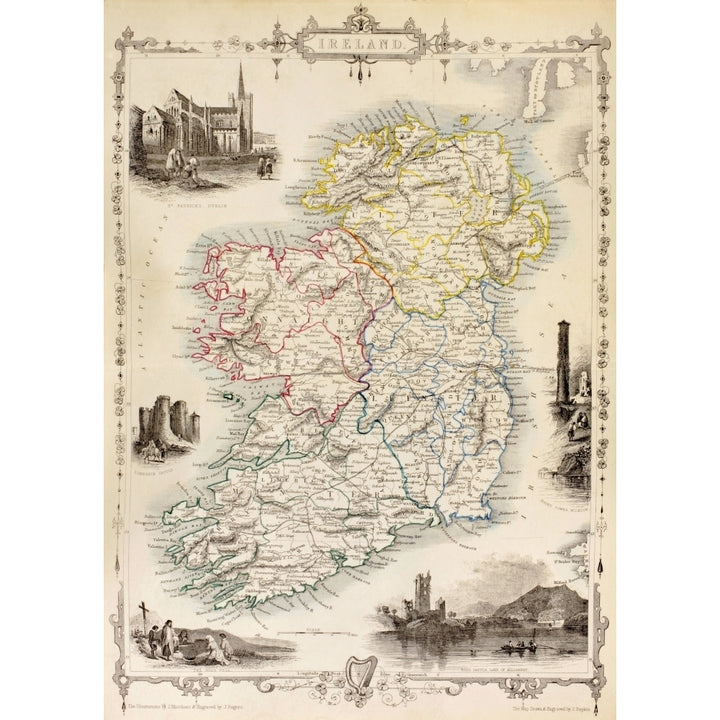 Map Of Ireland From The History Of Ireland By Thomas Wright Published In London Circa 1854. Poster Print Image 1