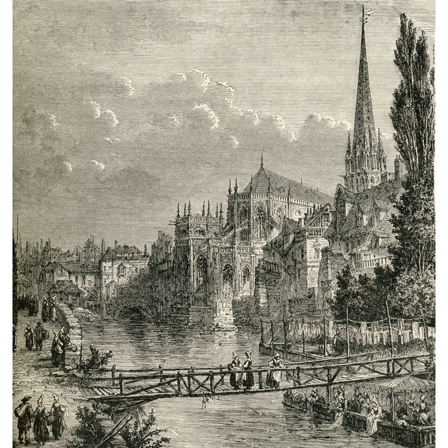 View Of Caen France And The Orne River In The 19Th Century. From French Image 1