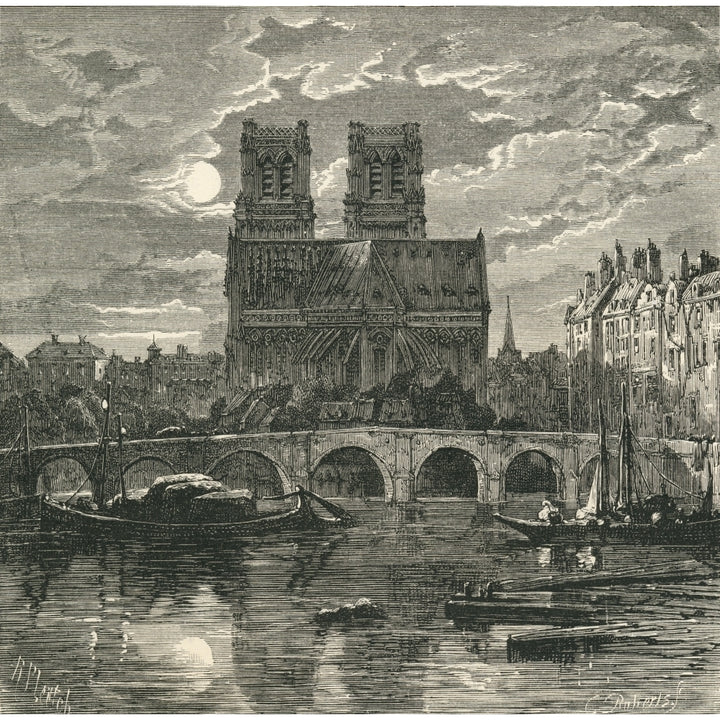 Cathedral Of Notre Dame Paris France In The 19Th Century. From French Pictures Image 2